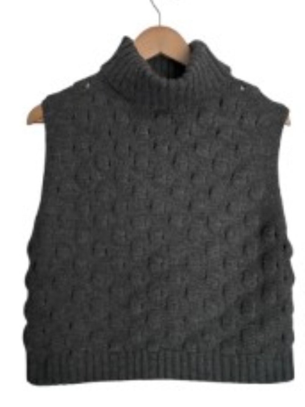 Astr The Label Grey Cropped Turtleneck Sweater Vest Large